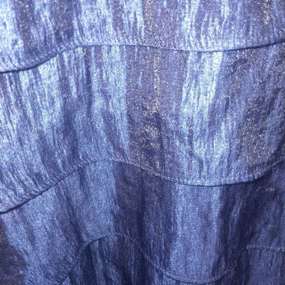 STUDIO I NAVY BLUE SLEEVELESS V-NECK RUFFLE PARTY DRESS - SIZE 14 - Picture 5 of 6